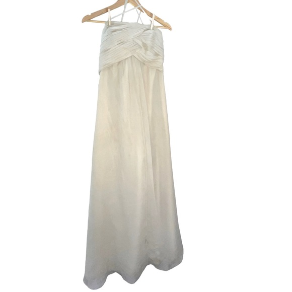 Vineyard Collection Empire Crosspleated Chiffon Gown w/Sweetheart Neck Champagne - Picture 1 of 9